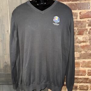 2014 Ryder Cup Gleneagles Scotland V Neck Pima Cotton Sweater Golf Sz XL EUC